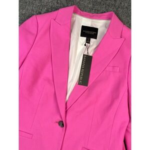 Banana Republic Classic Blazer Hot‎ Pink Size 4 Petite Wool Blend New with Tags